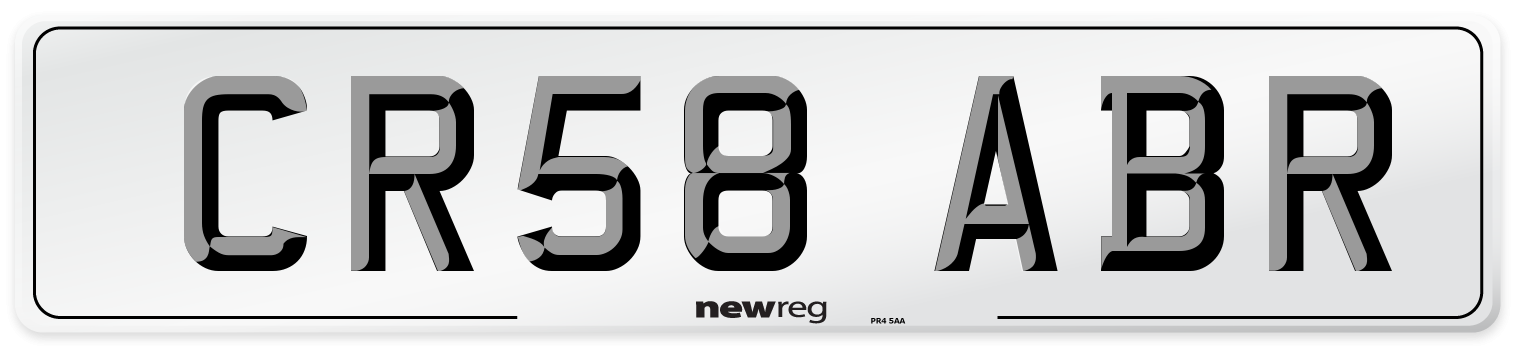CR58 ABR Number Plate from New Reg